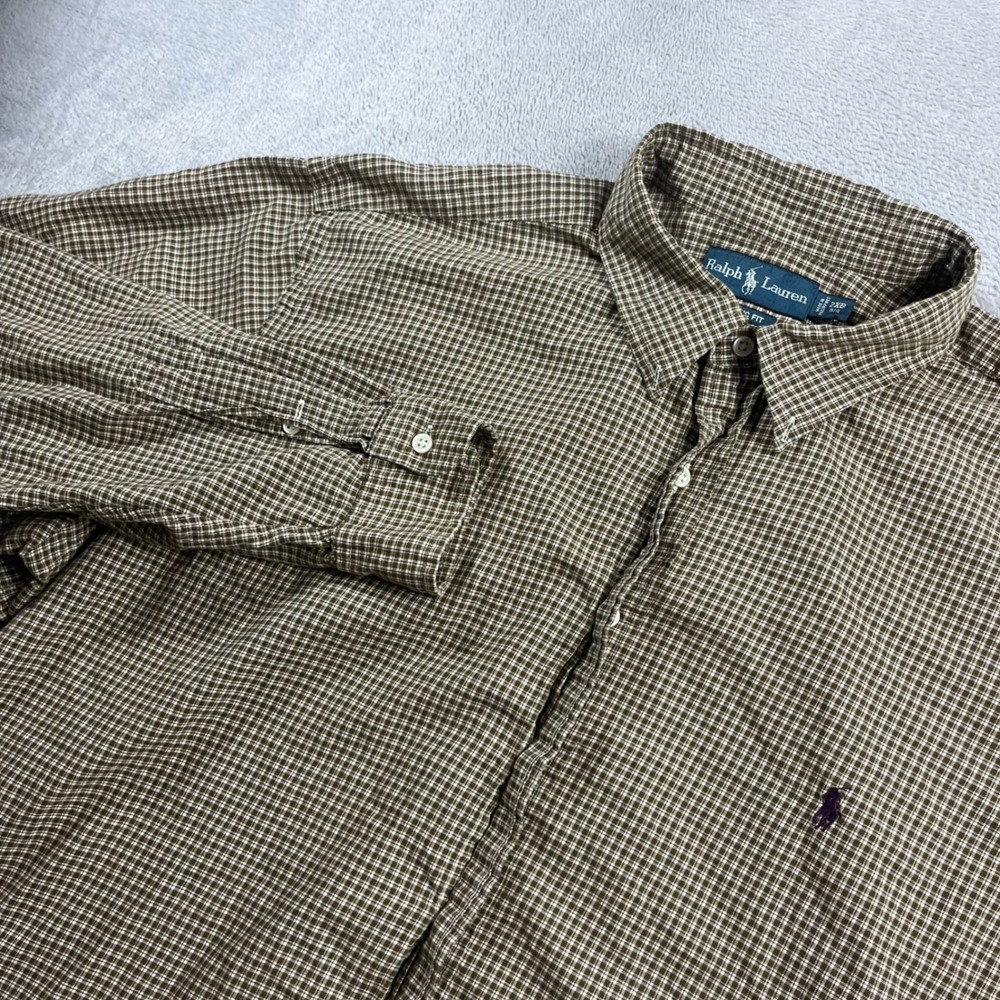 Ralph‎ Lauren Mens 2XB Big Classic Fit Brown Plaid Check Button Down Shirt L/S
